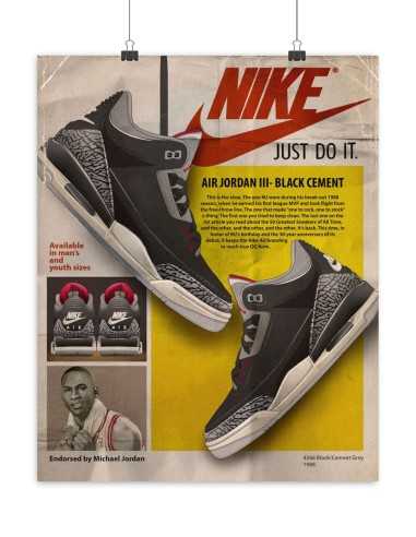 Poster Jordan 3 Black Cement Retro Ad