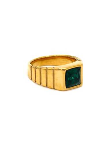 Bague dorée Pierre vert emeraude