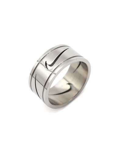 bague unisexe motif swoosh argent