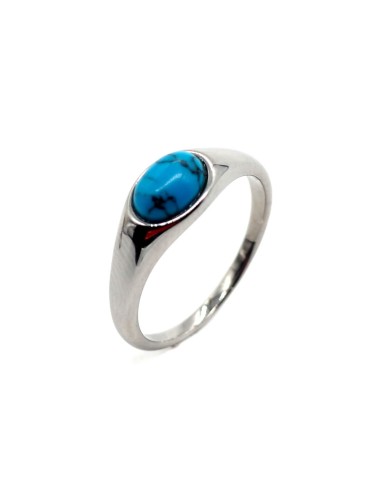 bague fine argentée avec pierre rose