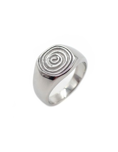 Bague chevalière Swirl argentée