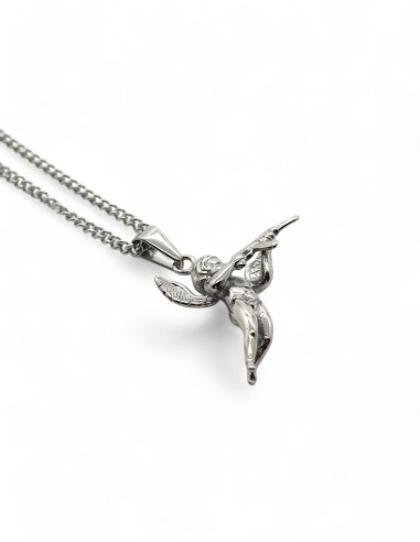 Collier argenté streetwear pendentif cupidon ak47