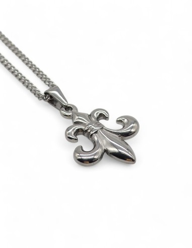 Collier doré streetwear pendentif fleur de lys à l'envers