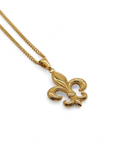 Collier doré streetwear pendentif fleur de lys