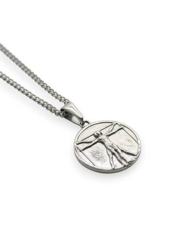 Collier argenté streetwear pendentif leonardo de vinci