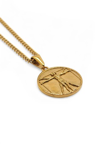 Collier doré streetwear pendentif leonardo de vinci