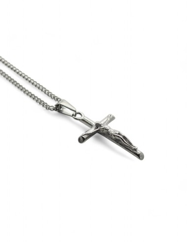 Collier argenté streetwear pendentif croix