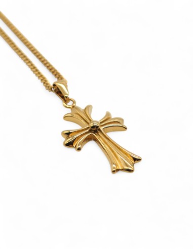 Collier doré streetwear pendentif croix