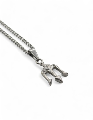 Collier argenté streetwear pendentif trident