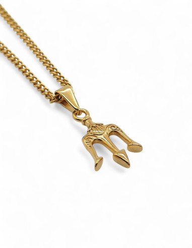 Collier doré streetwear pendentif trident