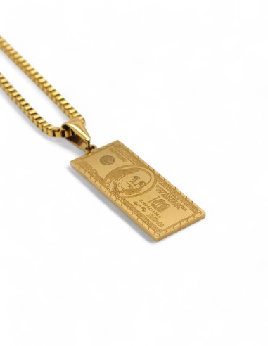 Collier doré streetwear pendentif billet