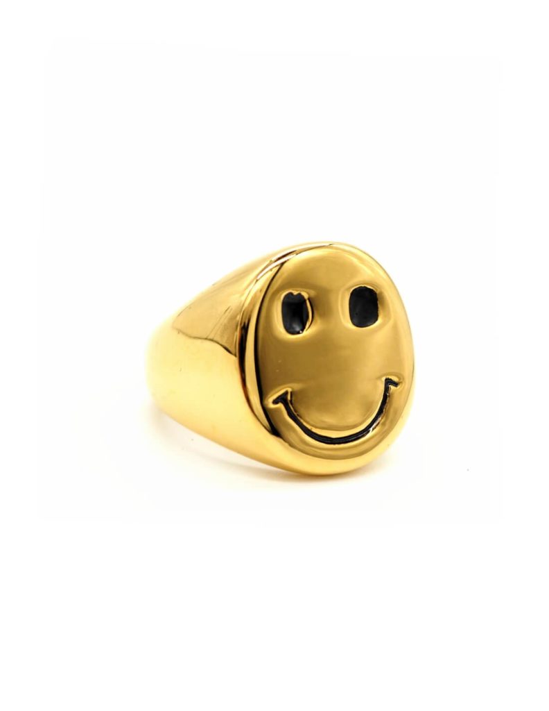 bague smiley dorée